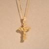 Vnox Gold Plated Pendant Necklaces For Women Stainless Steel Hollow Jesus Cross Necklaces Classic Design Christain Jewelry Gift
