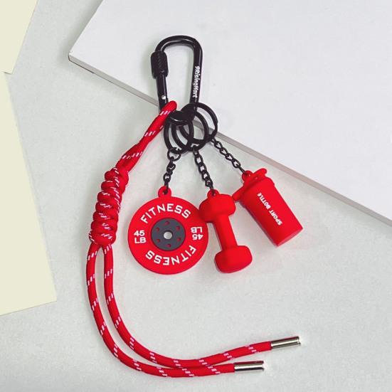 Fitness Schlüsselanhänger Gym Liebhaber Hantel Langhantel Wasserbecher Schlüsselanhänger Silikon Gewicht