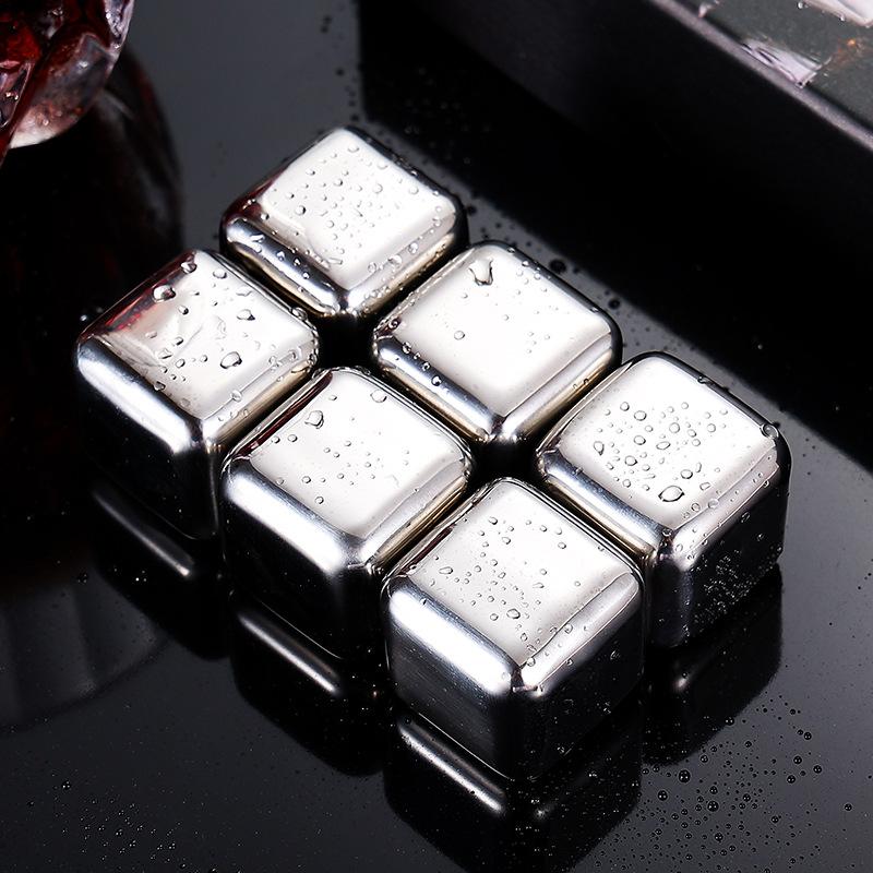 304 Stainless Steel Ice Cubes Reusable 6 Chilling Stones Clip Quick-Frozen Beer Cooler Champanera Whiskey Rock Party Bar Tool