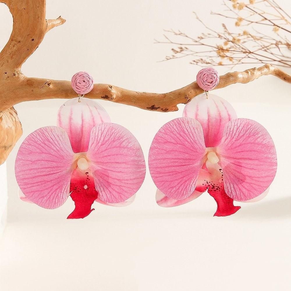 Korean Style Flower Earrings Exaggerated Flower Drop Earrings Butterfly Orchid Earrings  Wedding