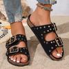 Fashion Summer 2025 Riveted Roman Sandals and Slippers Casual Beach Shoes Double Buckle