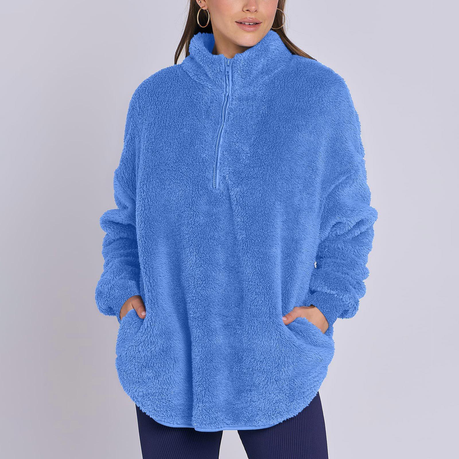 

Модна жіноча флісова толстовка з коміром-стійкою, повсякденний топ XXL