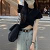 Chic Y2K Crop Top Solid Color Tees Shirts Women Simple Short Sleeve T-shirt  Streetwear