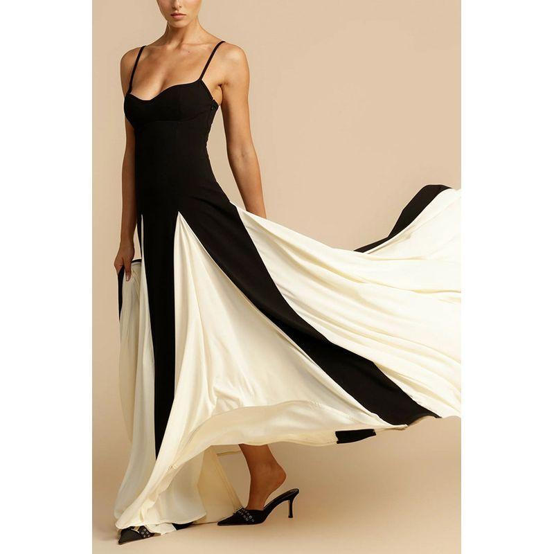 

2024 Майка Контрастное Повседневное Свободное Платье для Отпуска Black and white Contrast Color S