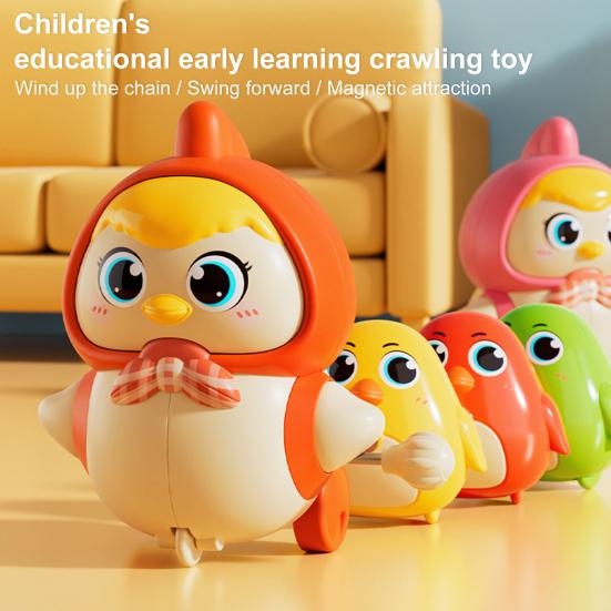 Wind-up Chick Crawling Toy Magnetic Mother Baby Chicken Swing Walking Toy Educational Interactive Spring Clockwork Animal Toy