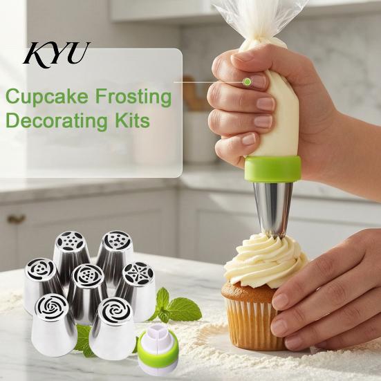 Three Dimensional Flower Nozzles 7PCS Russian Piping Tips Set, Stainless Steel Cake Decorating Bakery Supplies for Home Bakers Nozzles, Baking Wedding