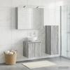 Bathroom Furniture Set 4 pcs Grey Sonoma Engineered Wood and Glass