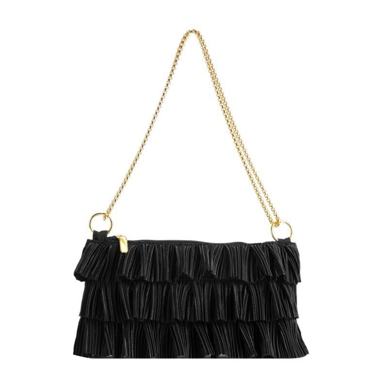 Women s Casual Shoulder Bag. Niche Design Pleated Skirt Commuting Underarm Bag чёрный