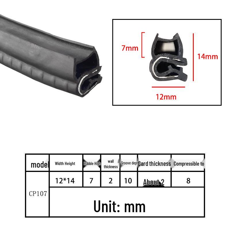 U-Shaped Rubber Steel-Backed Sealing Strip for Car Doors and Cabinets