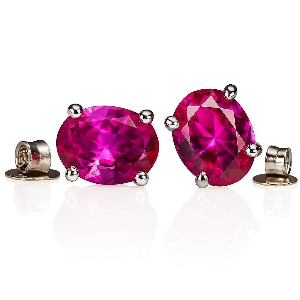 Natural Certified 15.33 Ct Loose Gemstone 925 Sterling Silver Pink Ruby Earrings
