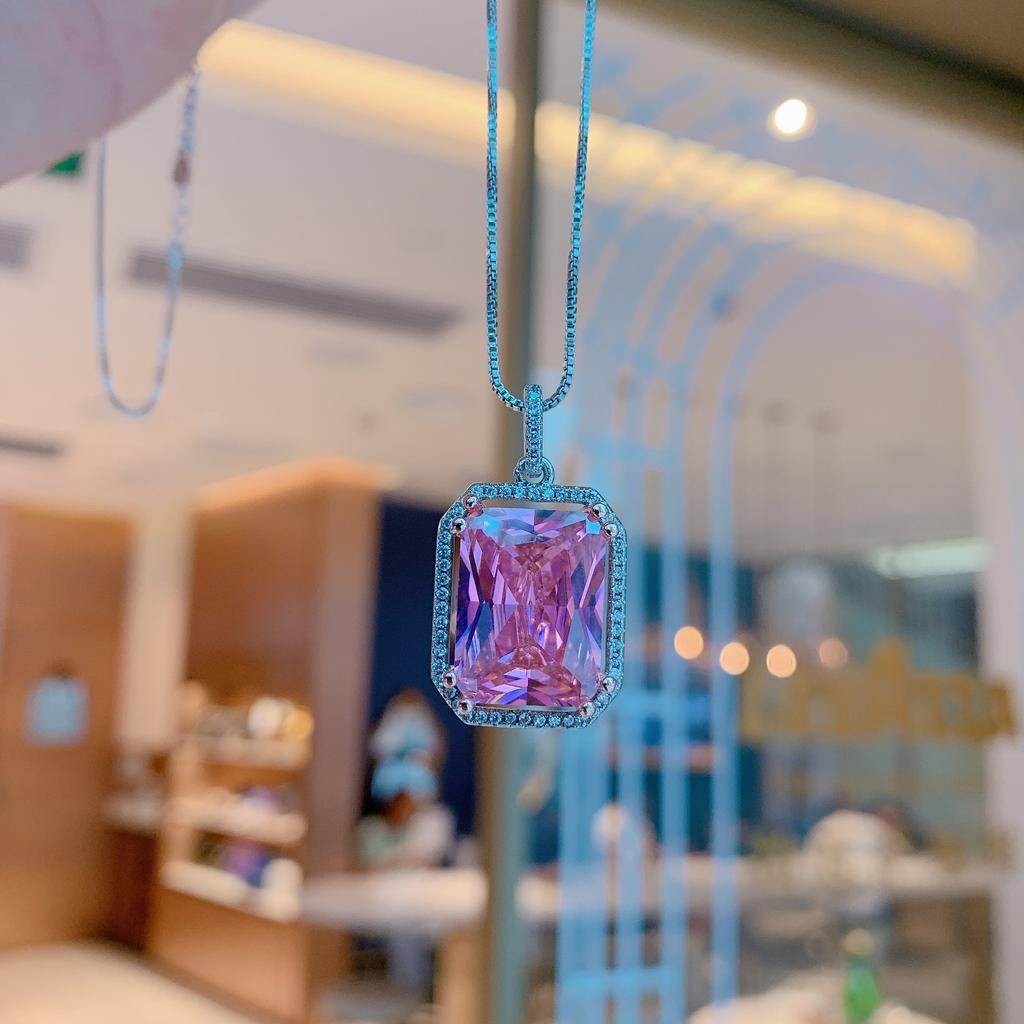 Jewelry Vintage Simulation Pink Diamond Droplet Pendant Earrings Necklace Female Color Treasure Set