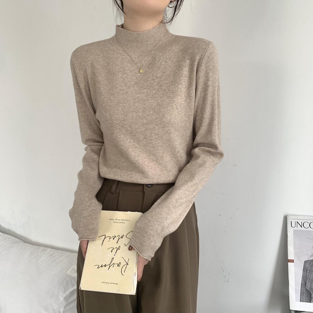 Basic Small Stand-up Collar Stacked Sweater Women's Autumn and Winter New Simple Casual Inner Bottoming Shirt Versatile Knitted Top
