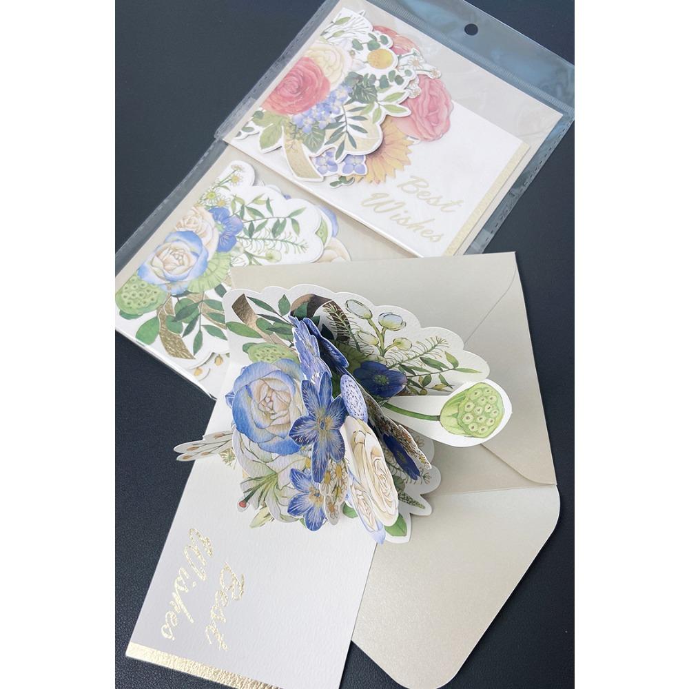 Half Mask Three-dimensional Flower Greeting Card Creative Ins Simple Card Bouquet 3D Thanksgiving Blessing Thanksgiving Valentine's Day Birthday
