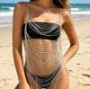 Accessories, Fashion Rhinestone Long Fringed Breast Chain, Beach Sexy Bikini Body Chain For Men And Women