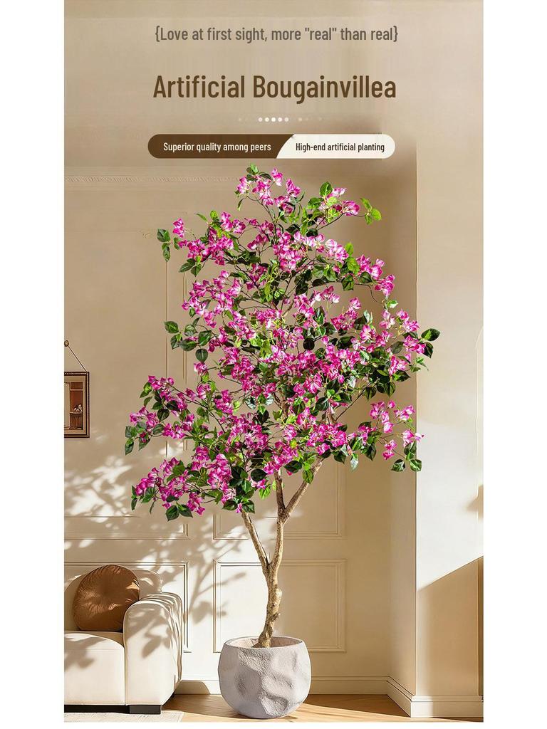 Large Artificial Bougainvillea Tree for Indoor Decoration - Potted Fake Cherry Blossom Plant Ornament