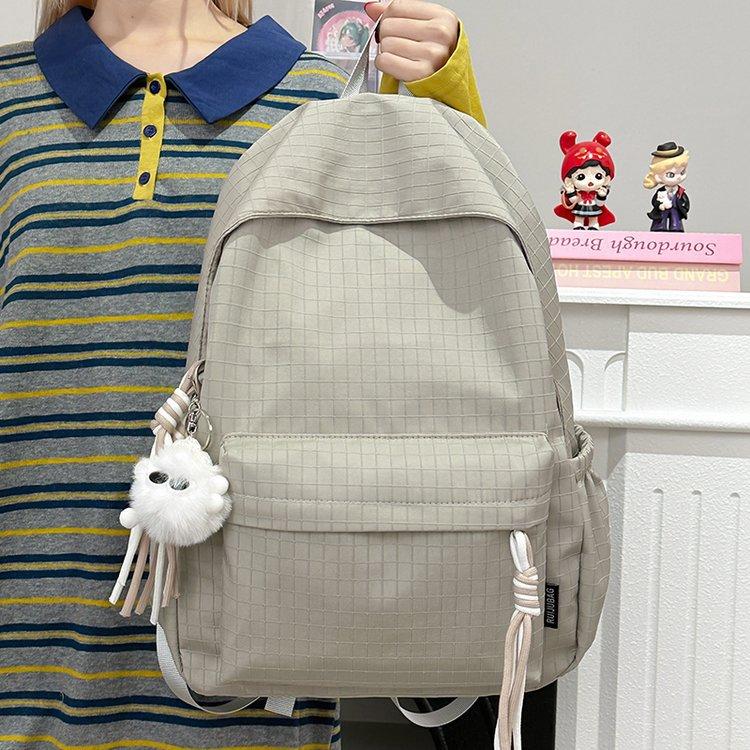 Schoolbag Large Capacity Simple Junior High School High School Backpack Casual College Students New Lightweight Versatile Plaid Backpack