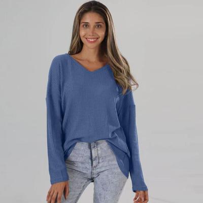 Women's  V-neck  Street  Spring and Autumn Loose Knitted Bottoming Shirt