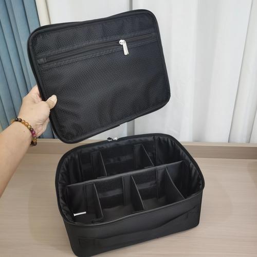 Professional Makeup Case Portable Large Capacity Cosmetic Organizer Travel Toiletry Bag Mesh bag lid