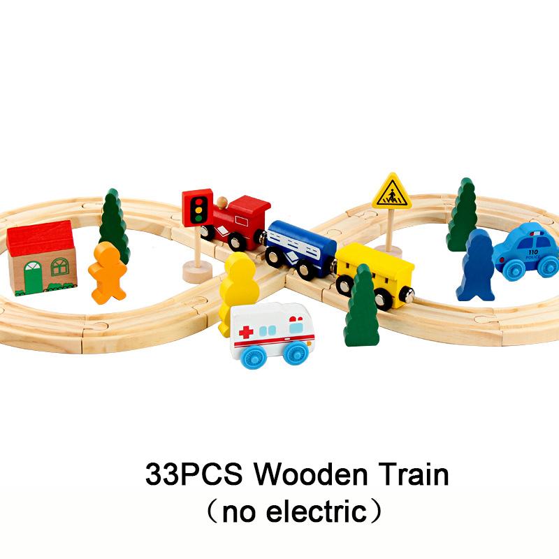 Für Holzeisenbahn Gleis Autobahn Kreisverkehr Set Holz Eisenbahn Elektrische Magische Eisenbahn Spielzeug Holz Schienen Spielzeug Kinder Jungen Geburtstag Geschenke