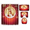 Christmas Shower Curtain Floor Mat Combination Four-Piece Set Bathroom Toilet Carpet Shower Room Mat Foot Mat