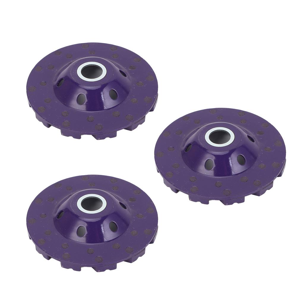 3Pcs Diamond Grinding Wheel 100mm Diamond Cup Wheel for Grinding and Polishing Concrete Stones Cement Marble Violet