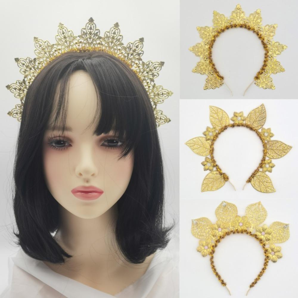 Golden Sun Goddess Crown Handmade Head Hoops Women Girl Hair Accessories