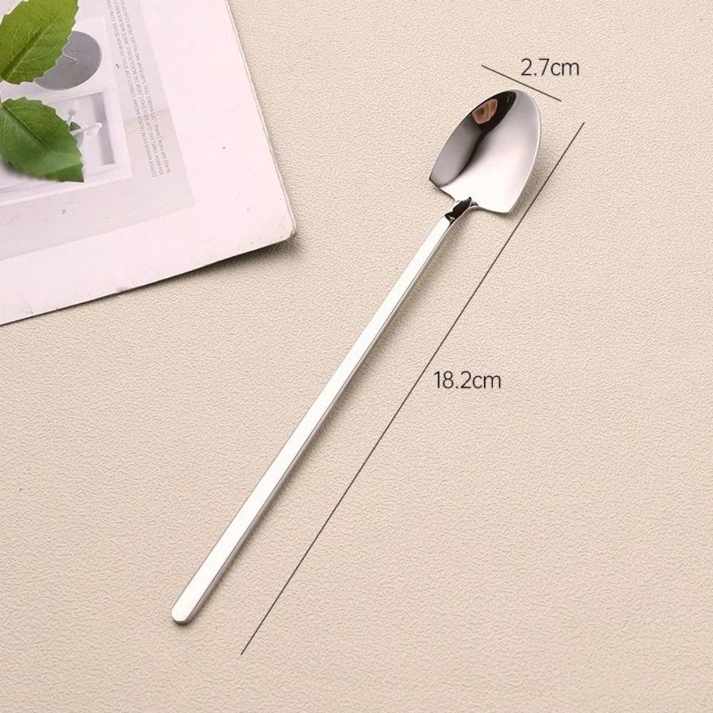 304 Stainless Steel Spade Spoon Long Handle Portable Coffee Stirring Spoon Durable Net Red Dessert Spoon Watermelon Spoon