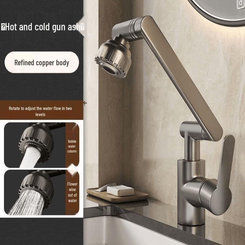 Handun Lucky Cat 3-Hole Cold & Hot Faucet, Gunmetal Grey