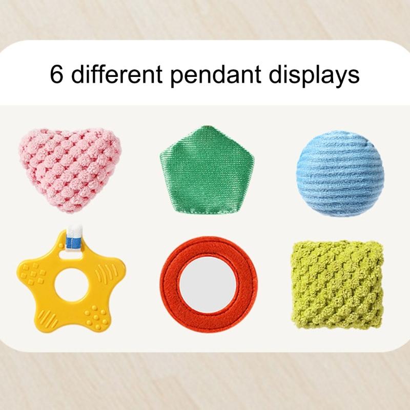 High Contrast Sensory Toy For Infants Plush Animal Hanging Rattle With Detachable Hooks For Stroller Crib