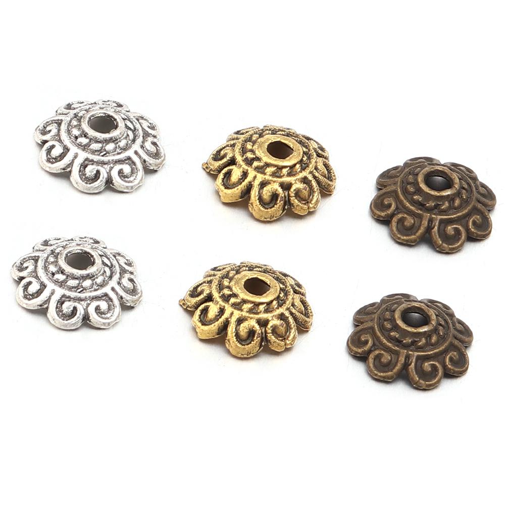 100pcs/lot 8mm Vintage Metal Beads Cap Flower Spacer Bead End Caps For Jewelry Making DIY Charms Bracelet Necklace Accessories