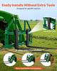 Skid Steer Pallet Frame, 1814 Kg Rated Load Capacity, 115 Cm Pallet Fork Frame Attachments with 50.8 Mm Hitch Receiver & Spear Sleeves, Fit for John