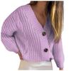 Women's Loose V-neck Large Size Buttons Cardigan Thick Line Sweater Blouse