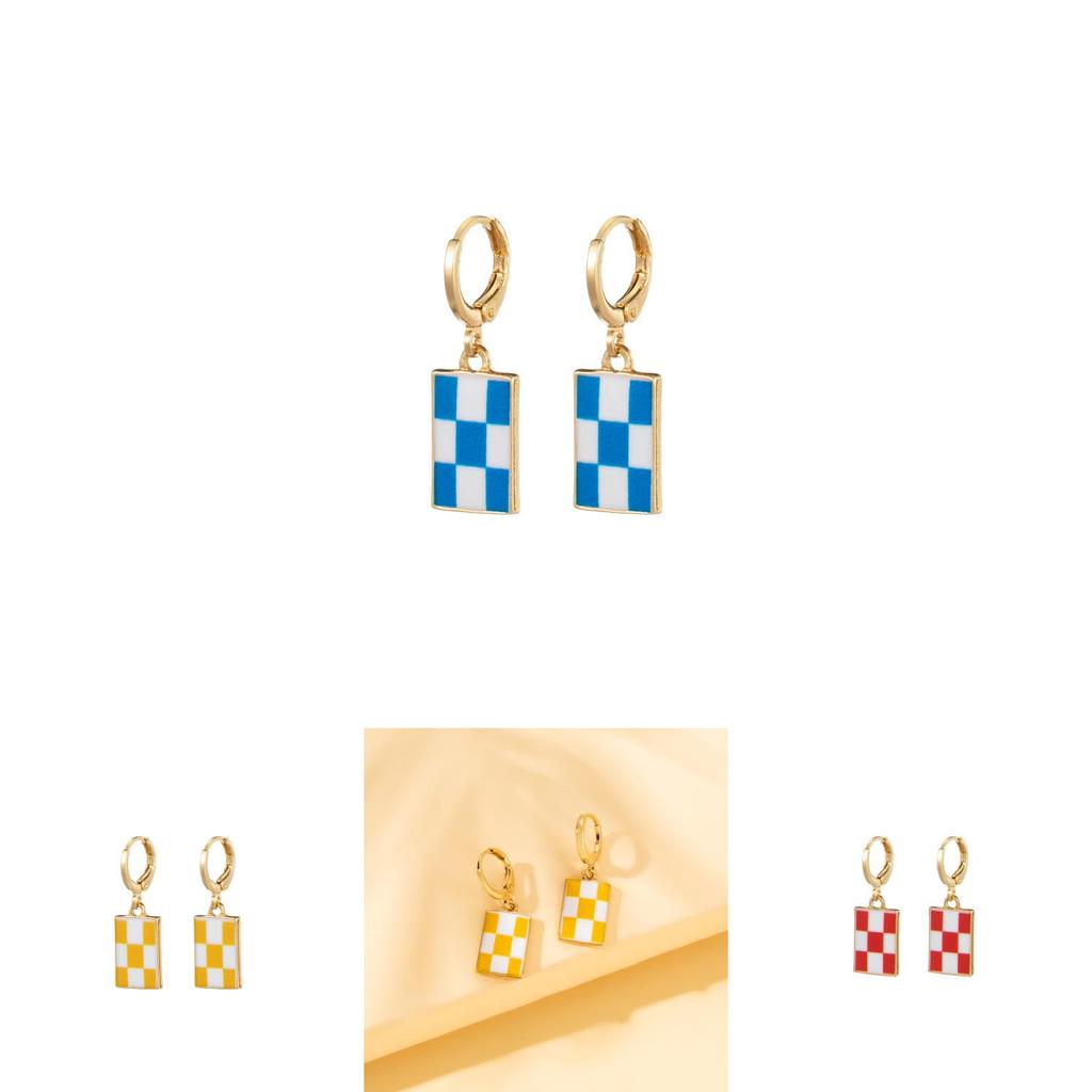 Fashionable Alloy Geometric Earrings Colorful And Trendy Accessories For Women