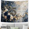 2D Flat - 2D Flat - 2D Flat Print 1pc Tapestry 25Th Anniversary Golden Floral Wall Hanging Luxury Wedding Celebration Decor Tapestry for College Dorm 