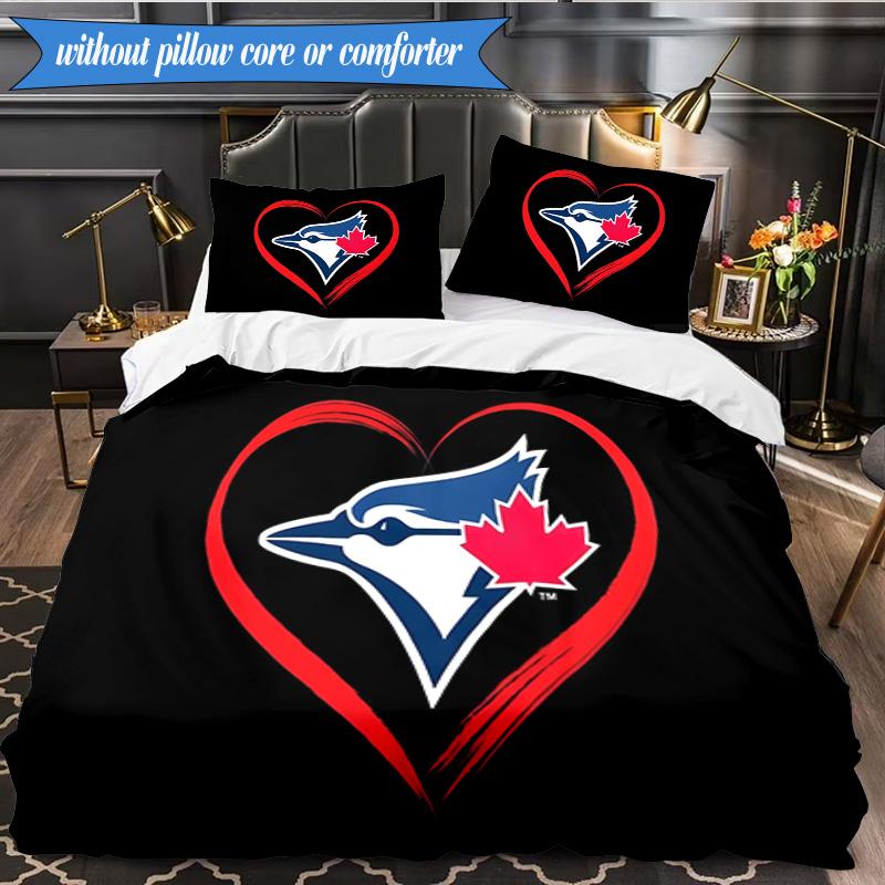 3PCS Blue Jays Printed Bedding Set For Bedroom Dormitory, Includes 1 Duvet Cover & 2 Pillowcases for All Seasons Home Decor Fan Gifts