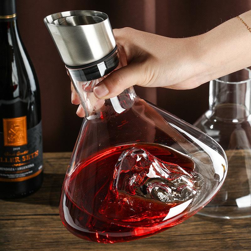1500ML Iceberg Whiskey Hanger Handmade Lead free Crystal Wine Pourer Caramel Thickened Wine Dispenser Pot Accessories