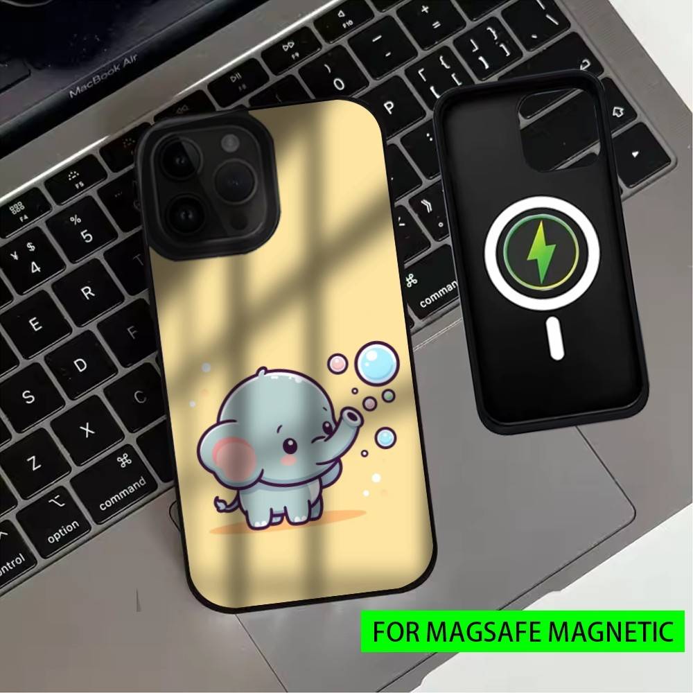 Cute Cartoon elephant Phone Case For iPhone17,16,15,14,13,12,11 Plus,Pro Max Magnetic For Magsafe Wireless Charging