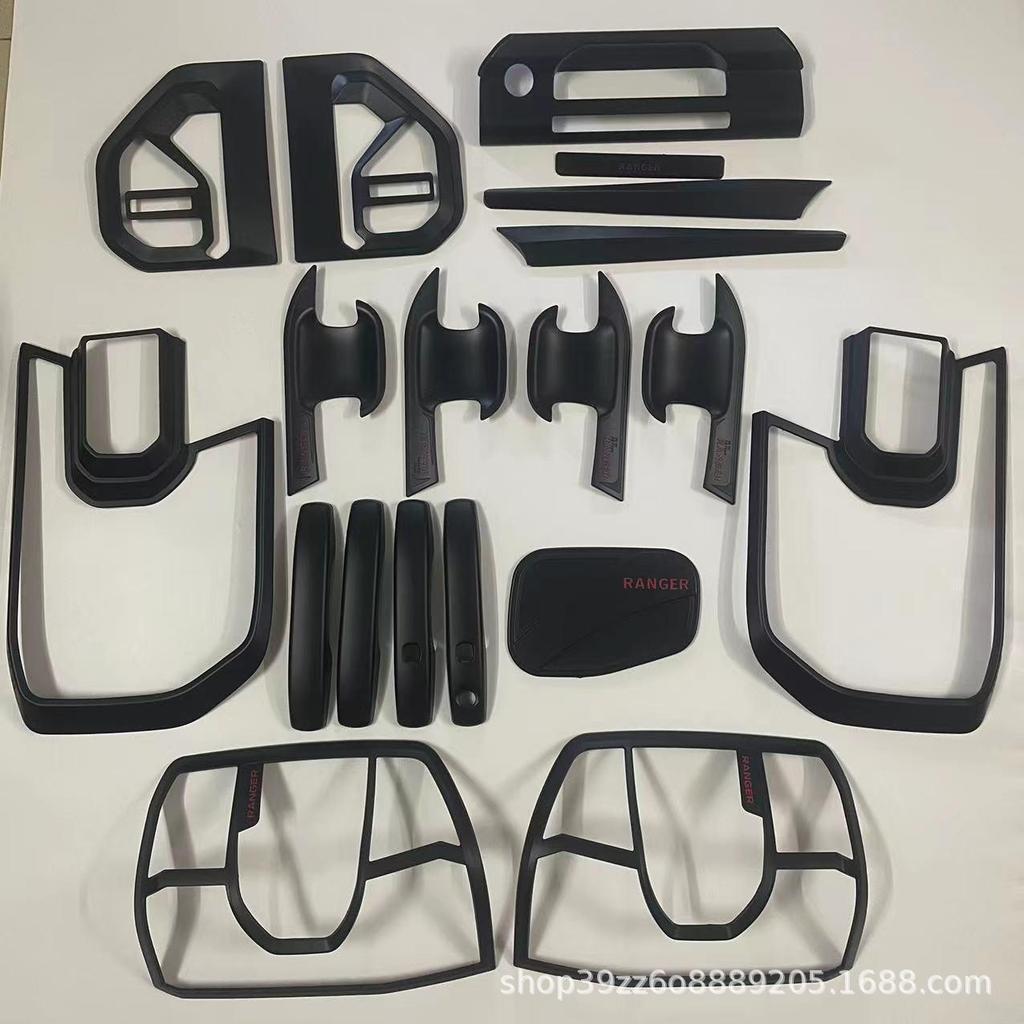 Compatible Decorative Parts for Ford Ranger T9: Headlight Cover, Taillight Frame, and Door Handle for 2022+ Pickup Trucks.
