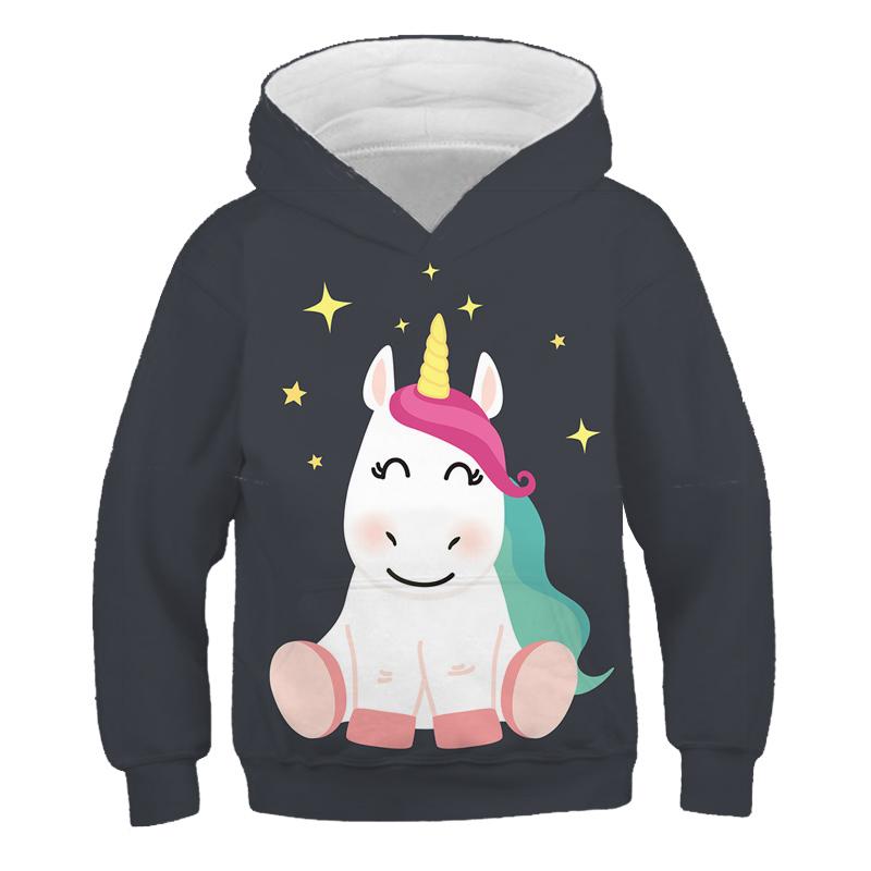 Unicorn 3D Hoodie Children Girls Spring Fashion Long Sleeve Printed Animal Hoodie Loose Cotton Sport Hooded Tops