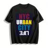 NYC Urban City Life Graphic Print Casual Short Sleeve Tee Pure Cotton T-shirt
