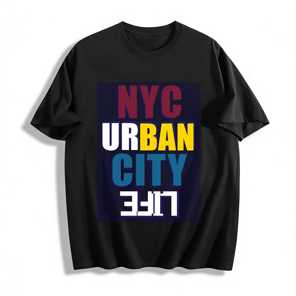 NYC Urban City Life Graphic Print Casual Short Sleeve Tee Pure cotton T-shirt XXS