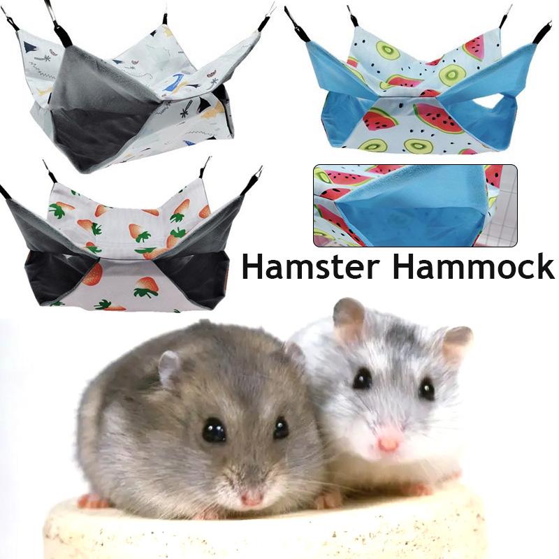 Hamster Beds Warm Soft Nest Hanging Rodent Cage House Printed Hammock for Rats Guinea Pig Small Animal Sleeping Bag Accessories
