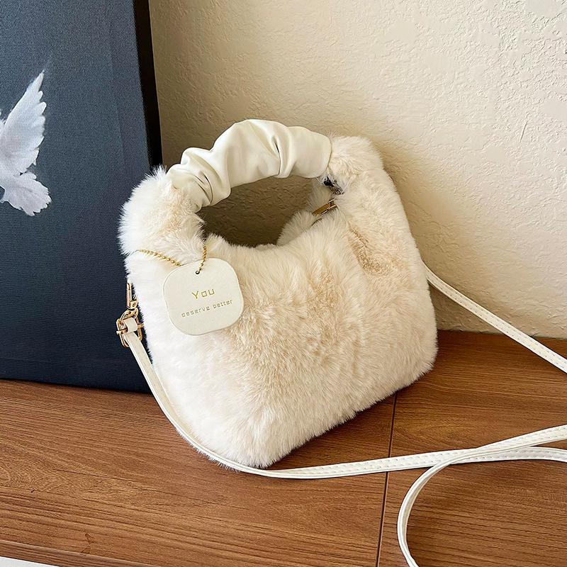 Luxury Designer Winter Plush Shoulder Bag for Women Soft Ladies Clutch Purse Cute Fashi Party Underarm Handbag