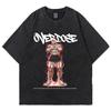 T-shirt da uomo Jack Hanma Anime Lavaggio Acido Vintage Lavata Harajuku Oversize Cotone Maglietta Cotone Streetwear Unisex Top