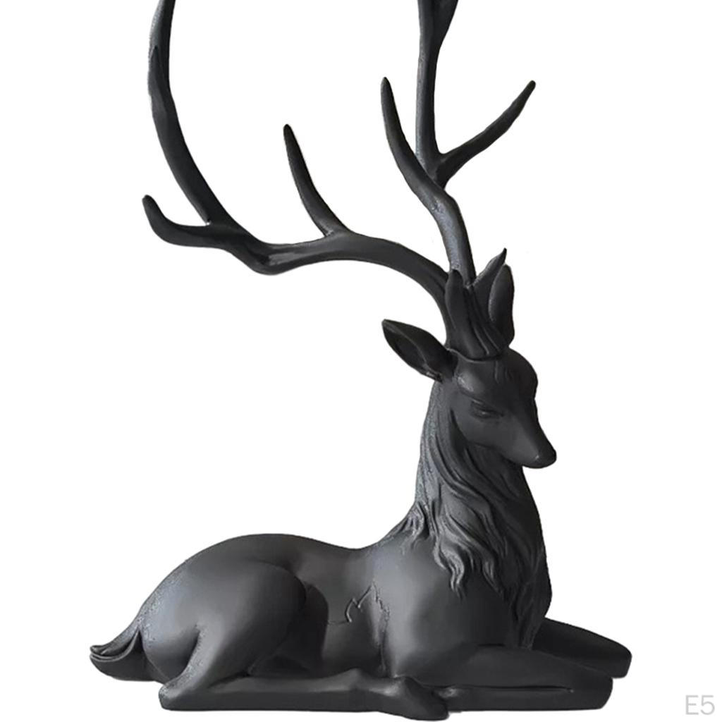 Black Resin Reindeer Ornaments Nordic Deer Decoration Statue for Shelf Desk Decor Gifts Furnishings