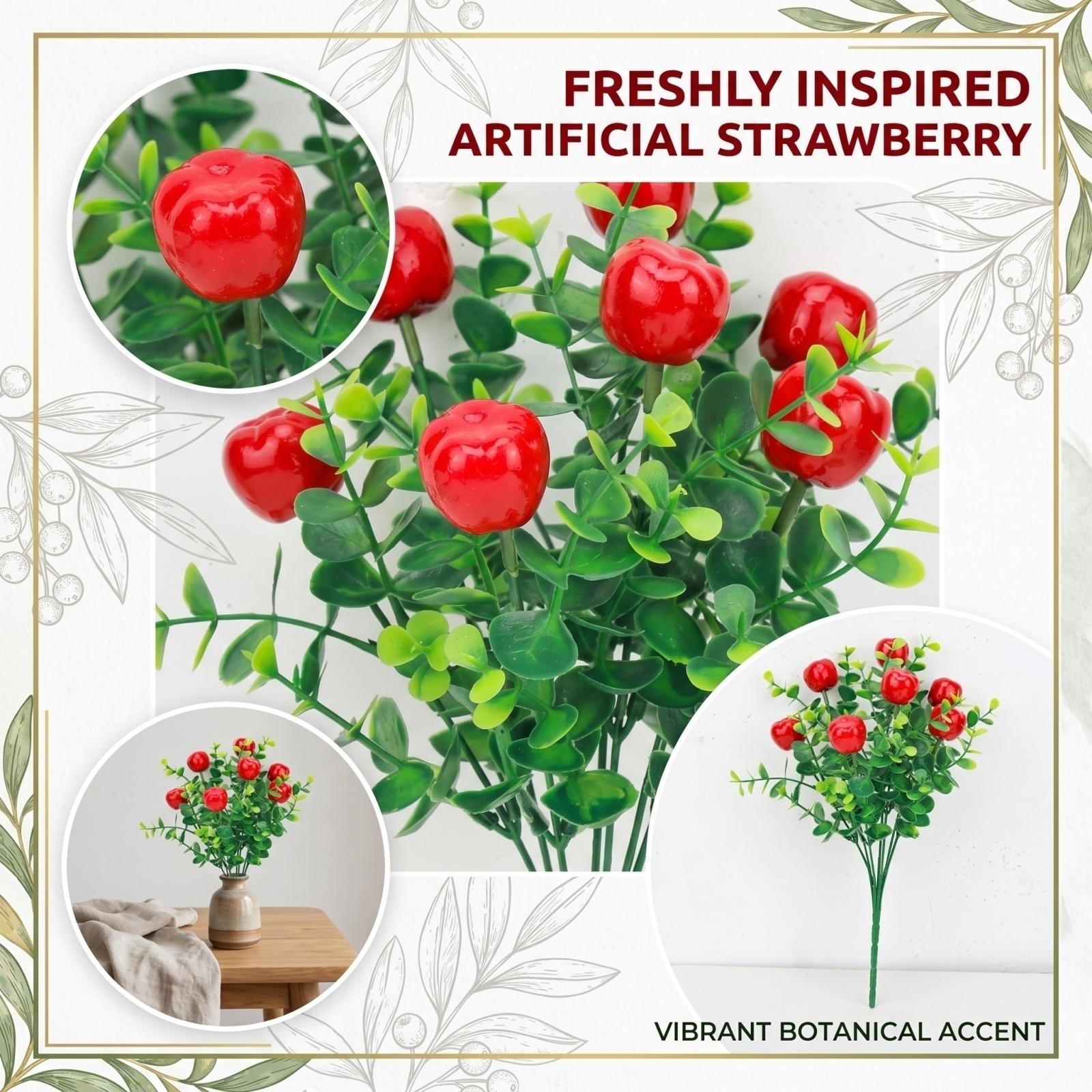 

Artificial Strawberry Branches, Decorative Faux Strawberry Sprigs, And Synthetic Strawberry Stems, Ideal For Home Decor. One Size
