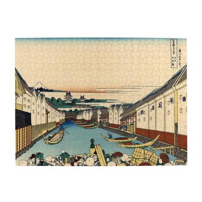 Puzzle Katsushika Hokusai Thirty-Six Views Mount Fuji Edo Nihonbashi (Ukiyo-e) 500 Pieces Jigsaw Wooden Relax Mood Change Wall Decoration Painting