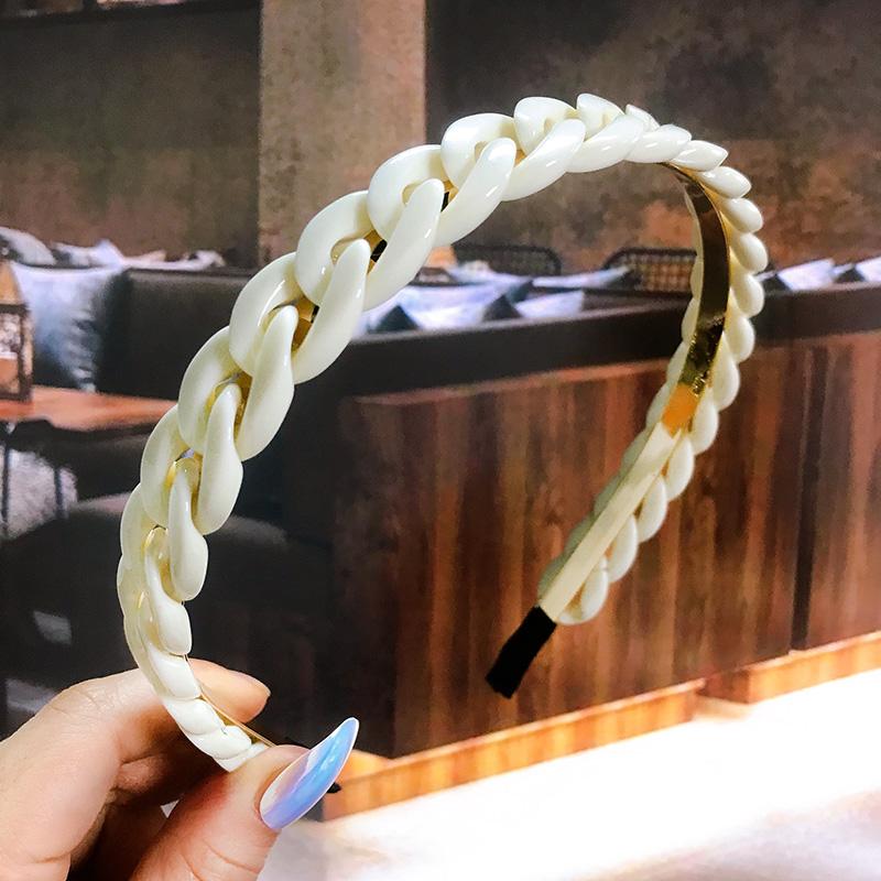 New  Acetate Chain Gold Silver Bezel Hairbands Women's Accessories Vintage Fashion Girls Headband Hoop Femme Hair Ornaments