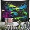 Neon Monster Truck Splash Art Pattern Wall Hanging Tapestry Decorative Tapestry Home Decor for Bedroom and Living Room