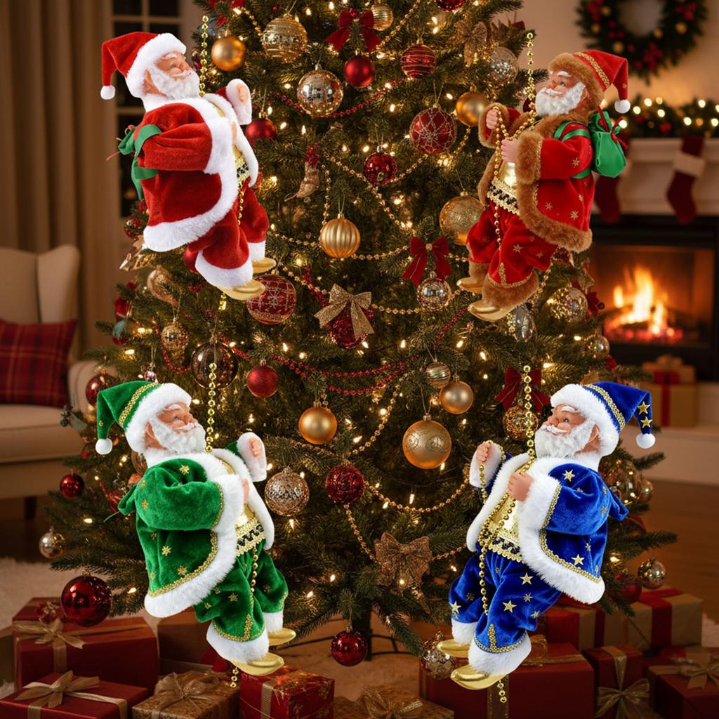 Jultomten Musikalisk Klättrande Rep 3 Klätthastigheter Musikstyrbar Elektrisk Klättrande Jultomte på Rep för Festlig Atmosfär